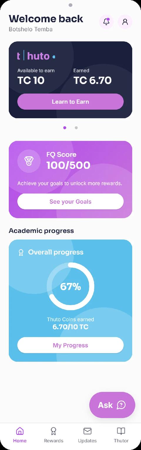 Thuto learner app home