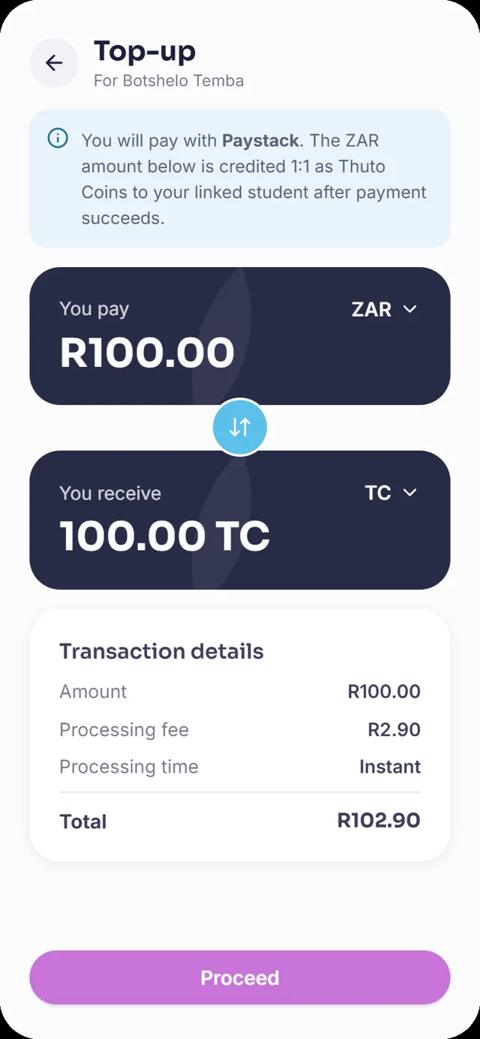 Top up with Paystack